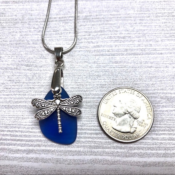 Dragonfly Necklace, Sea Glass, Butterfly, Insect - Picture 7 of 9